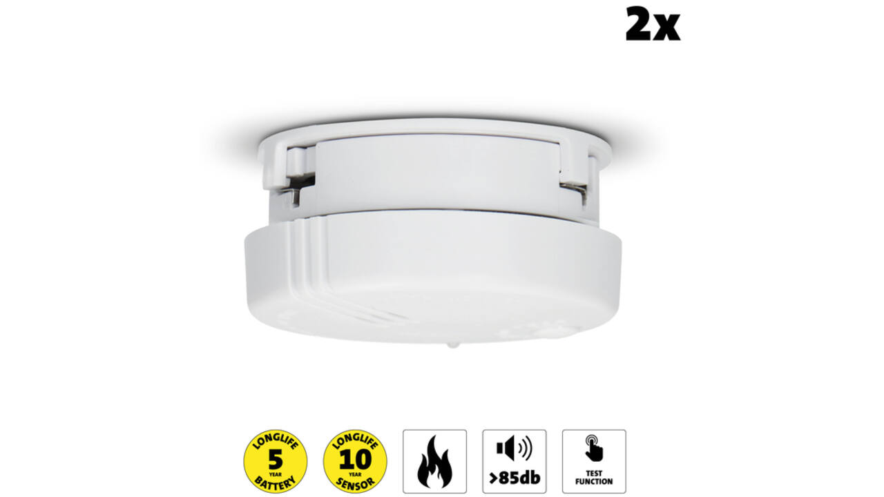 Rookmelder Alecto mini 2 stuks met 5 jaar batterij SA102 wit