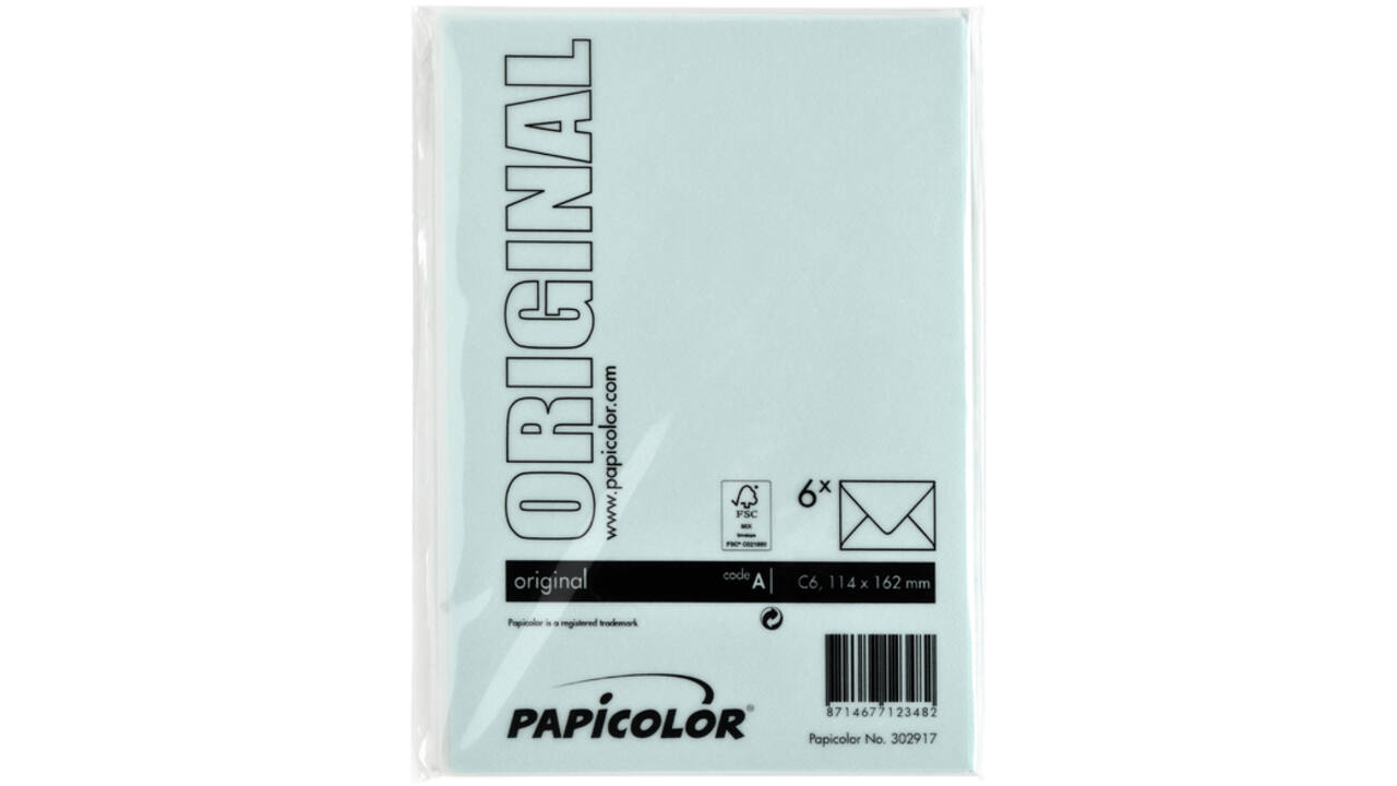 Envelop Papicolor C6 114x162mm zeegroen