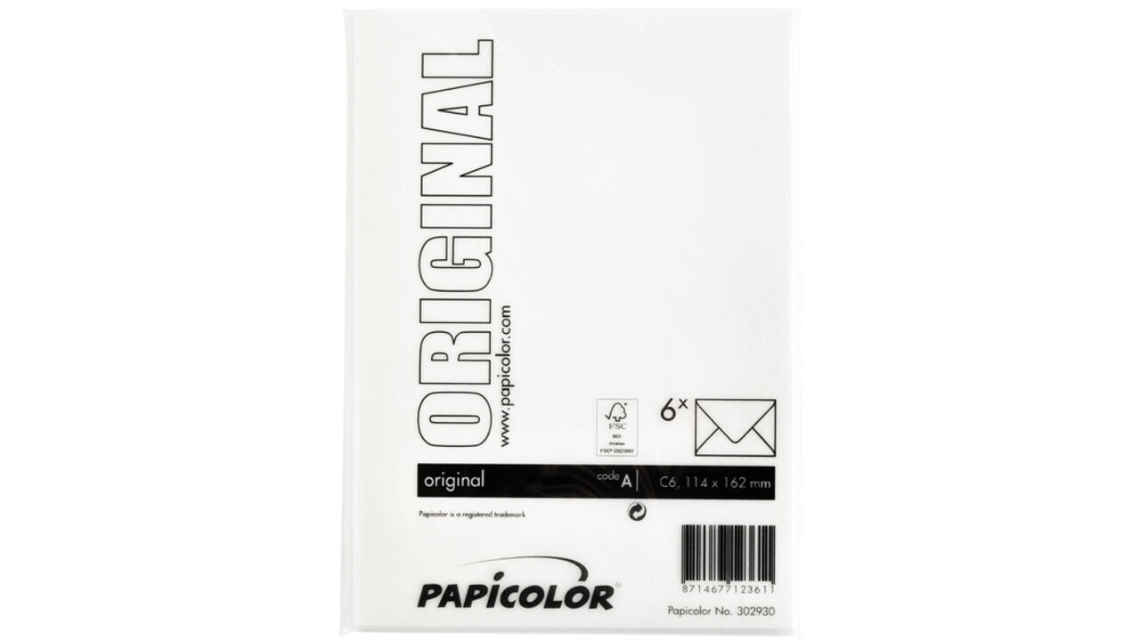 Envelop Papicolor C6 114x162mm hagelwit