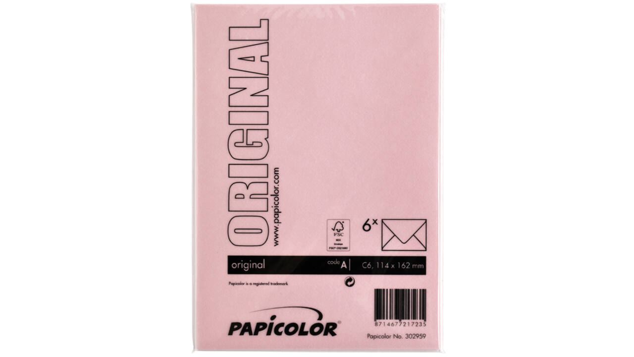Envelop Papicolor C6 114x162mm babyroze