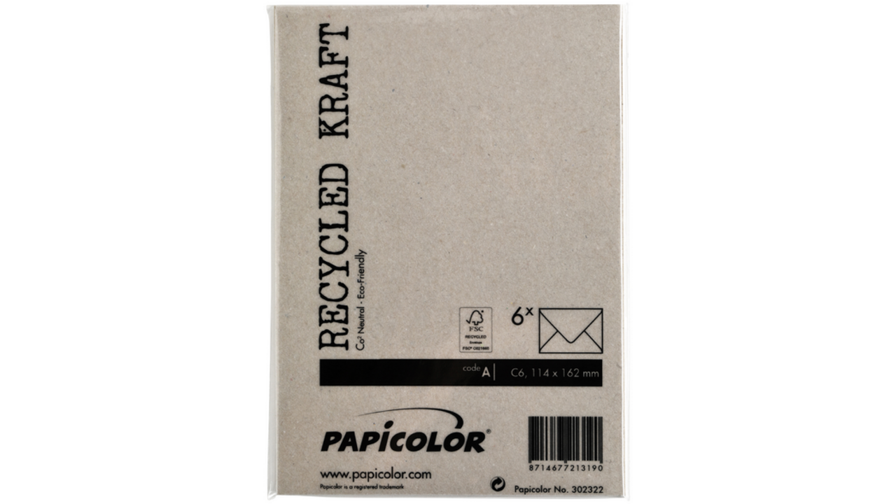 Envelop Papicolor C6 114x162mm kraft grijs