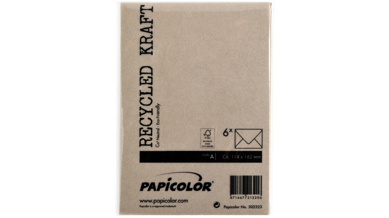 Envelop Papicolor C6 114x162mm kraft bruin