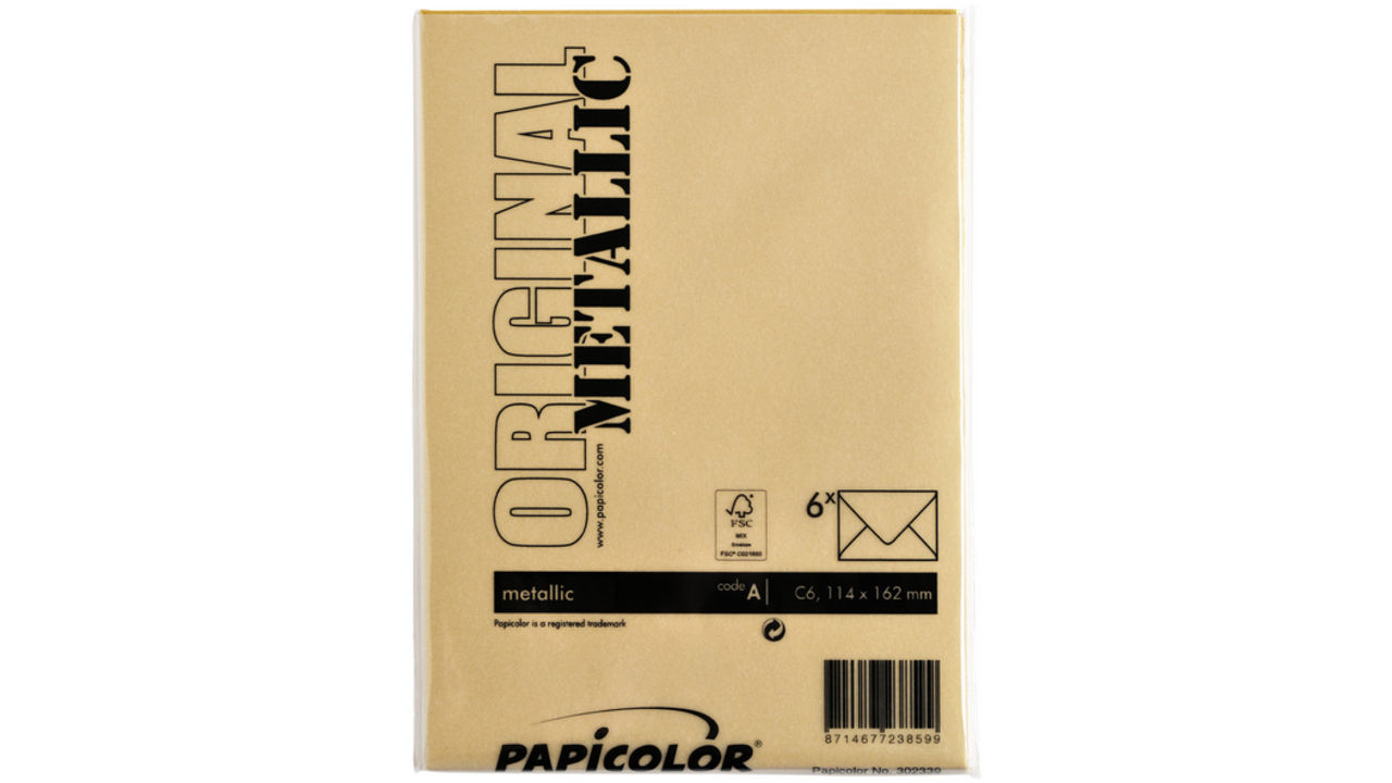Envelop Papicolor C6 114x162mm metallic goud