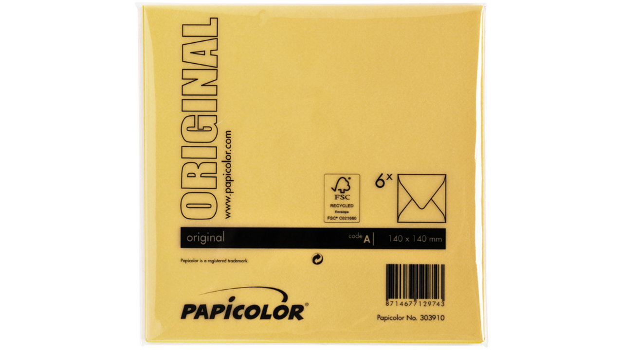 Envelop Papicolor 140x140mm dottergeel