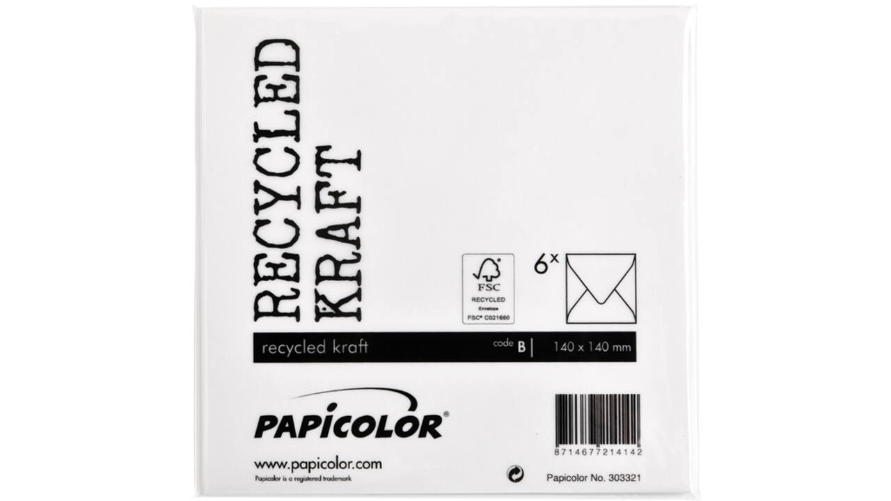 Envelop Papicolor 140x140mm kraft wit
