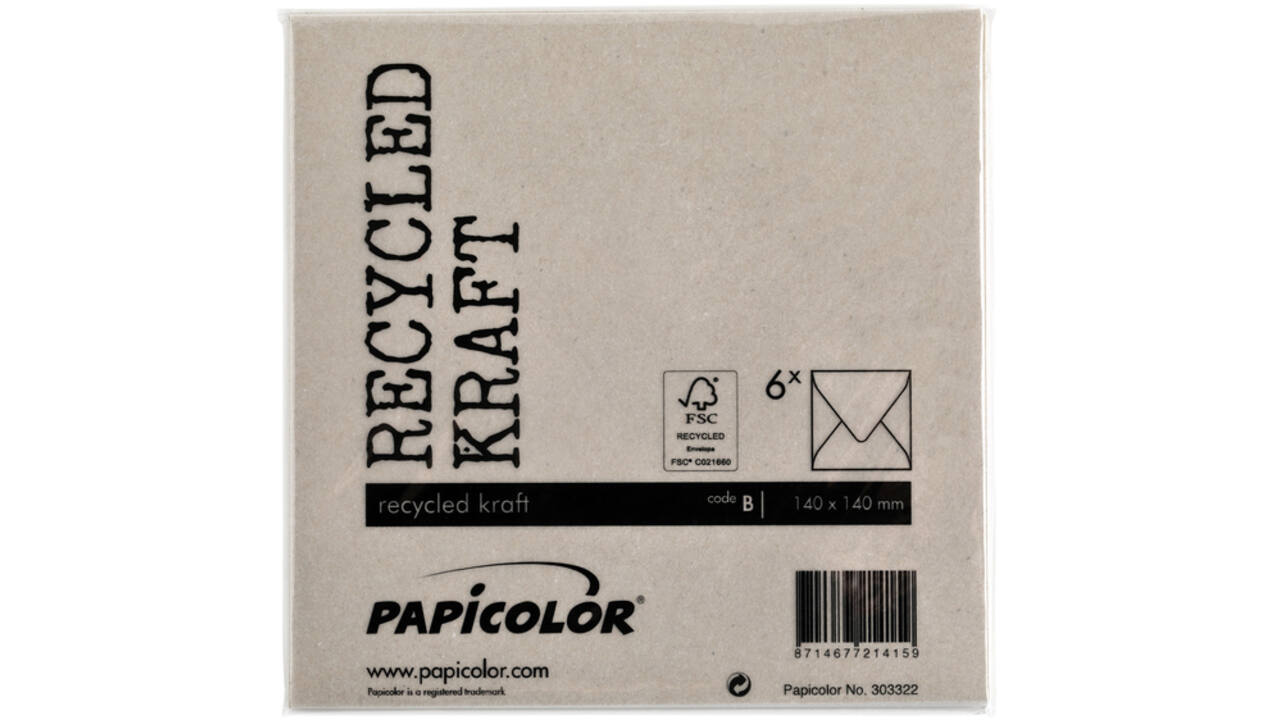 Envelop Papicolor 140x140mm kraft grijs
