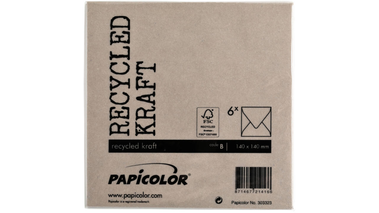 Envelop Papicolor 140x140mm kraft bruin