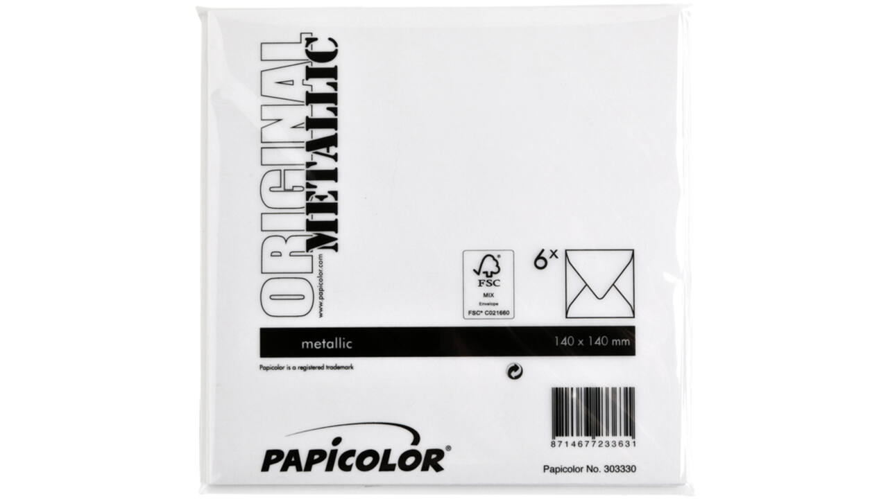 Envelop Papicolor 140x140mm metallic parelwit