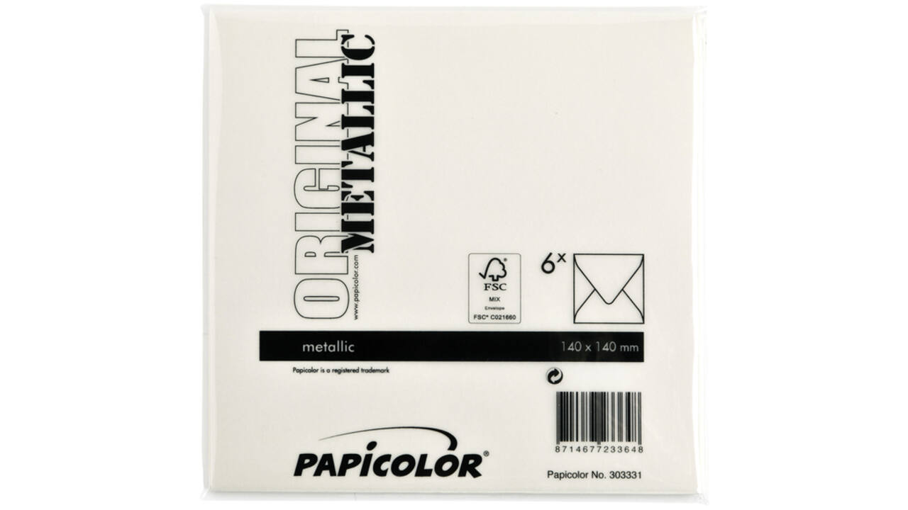 Envelop Papicolor 140x140mm metallic ivoor