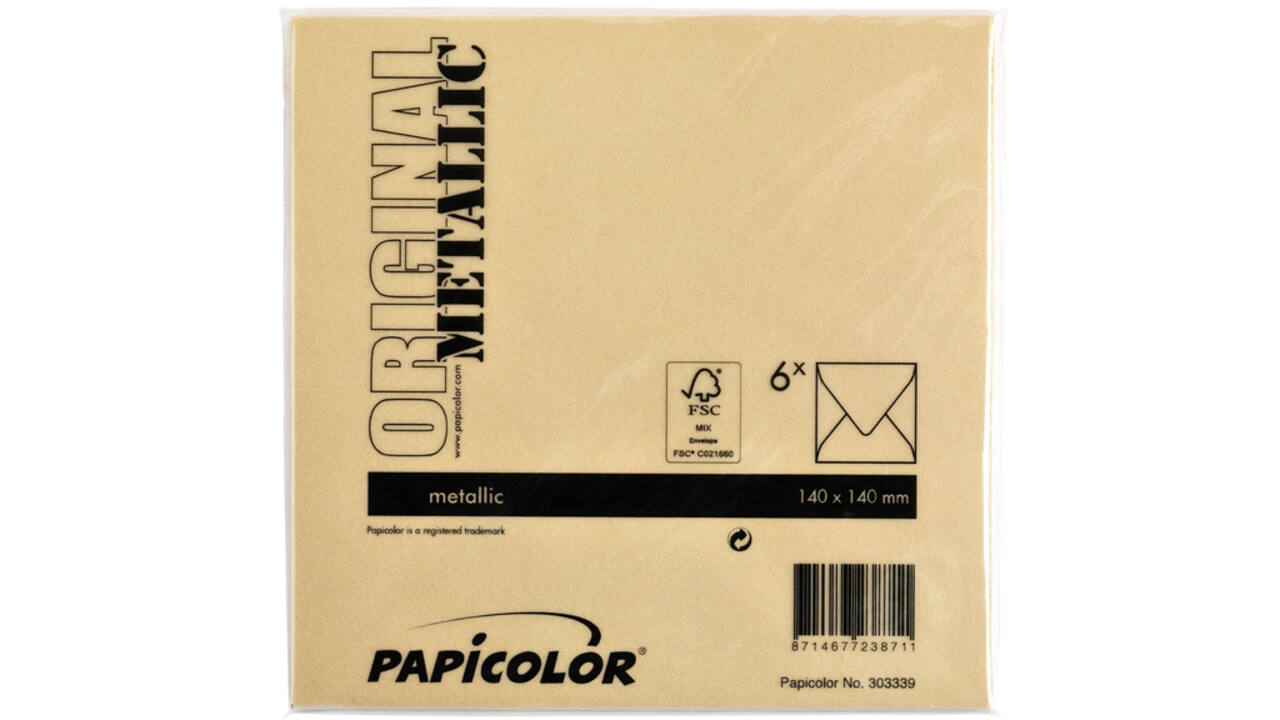 Envelop Papicolor 140x140mm metallic goud