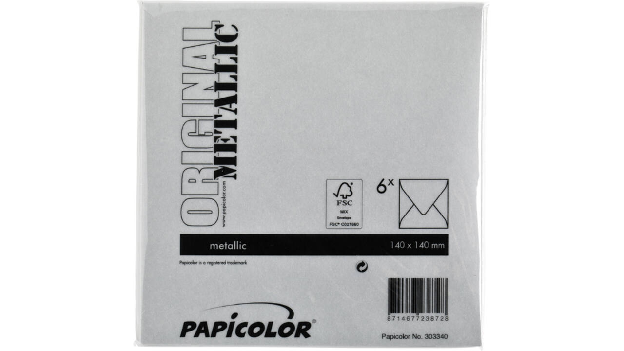 Envelop Papicolor 140x140mm metallic zilver
