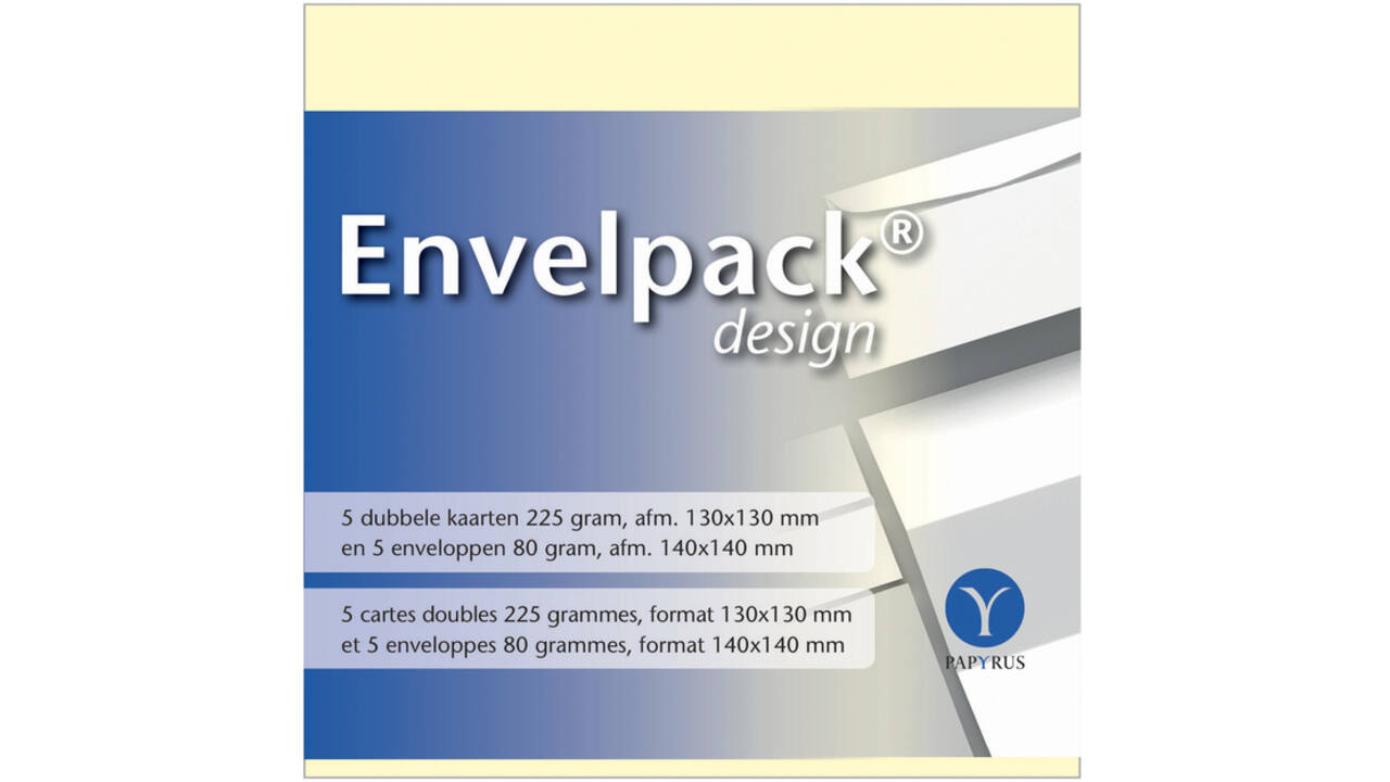 Dubbele kaart Papyrus Envelpack Design vierkant 140x140mm ivoor 894440