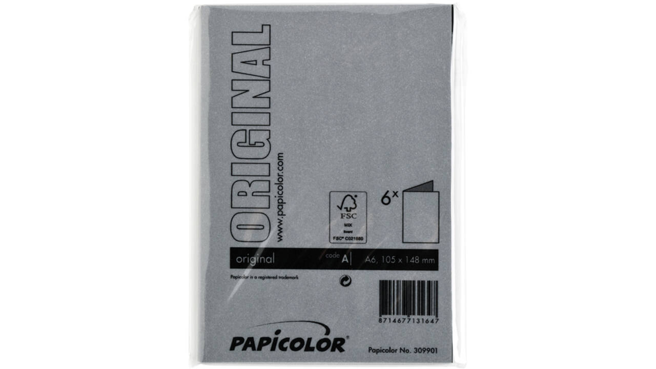 Correspondentiekaart Papicolor dubbel 105x148mm ravenzwart pak à 6 stuks