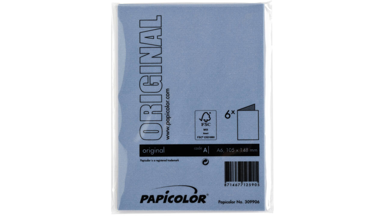 Correspondentiekaart Papicolor dubbel 105x148mm donkerblauw pak à 6 stuks