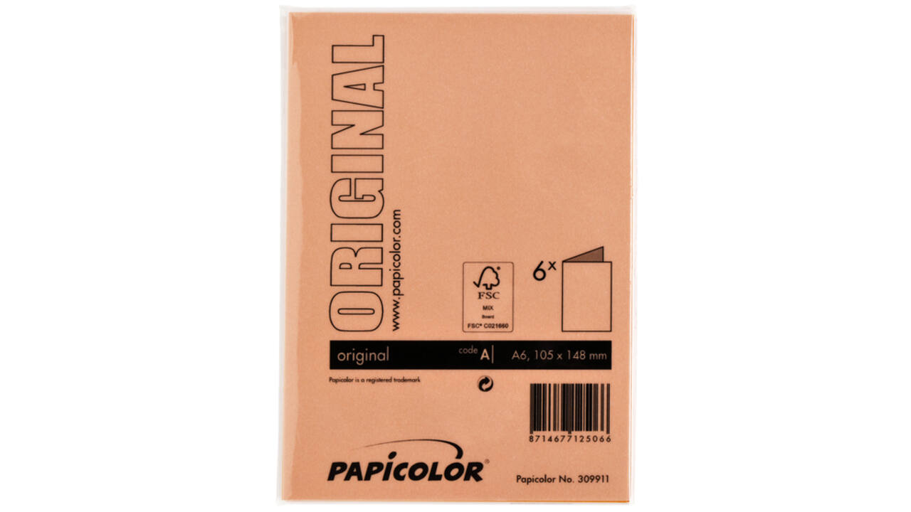 Correspondentiekaart Papicolor dubbel 105x148mm oranje pak à 6 stuks