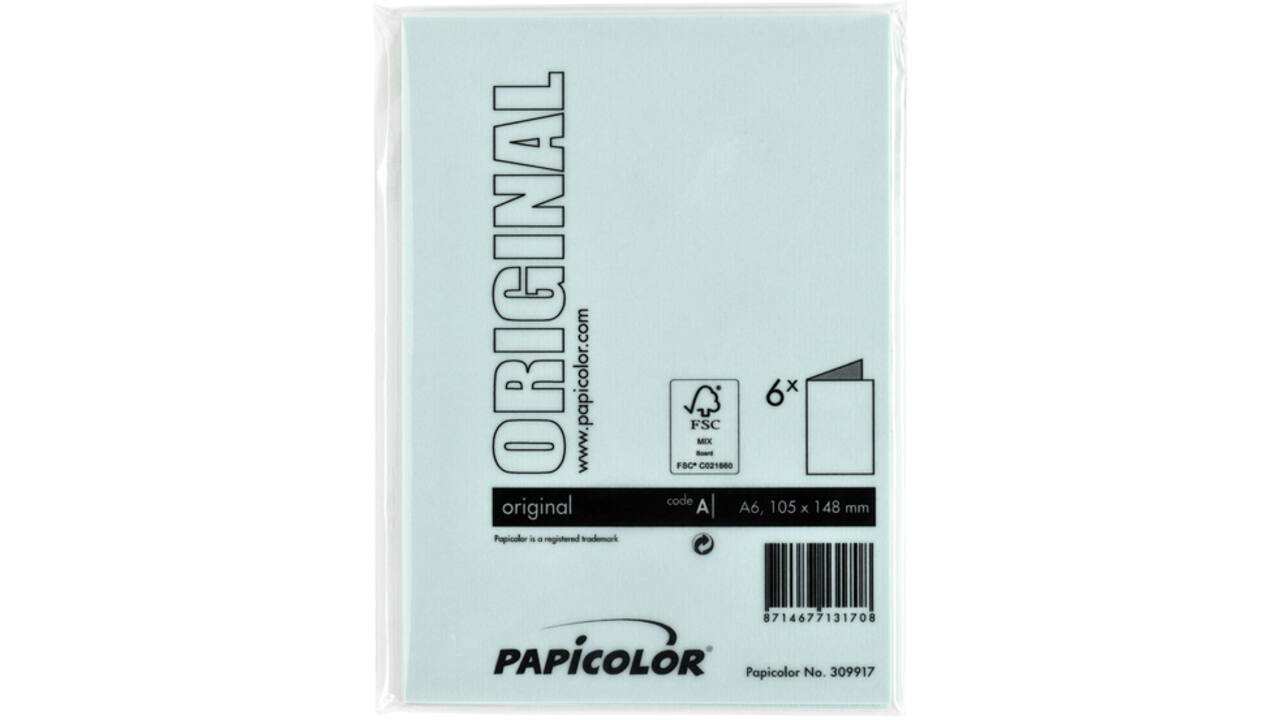 Correspondentiekaart Papicolor dubbel 105x148mm zeegroen pak à 6 stuks