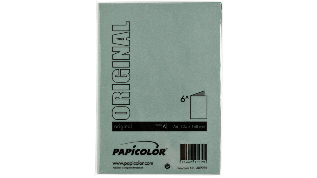 Correspondentiekaart Papicolor dubbel 105x148mm dennengroen pak à 6 stuks