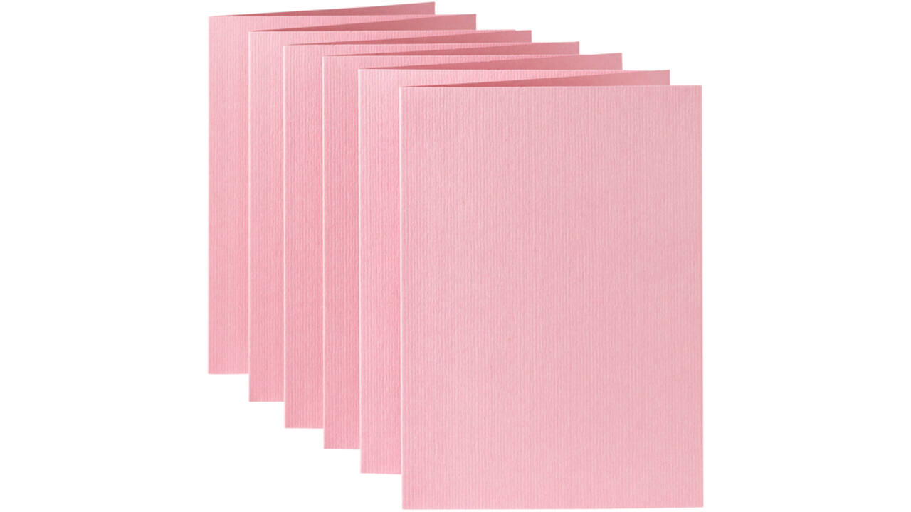 Correspondentiekaart Papicolor dubbel 105x148mm babyroze pak à 6 stuks