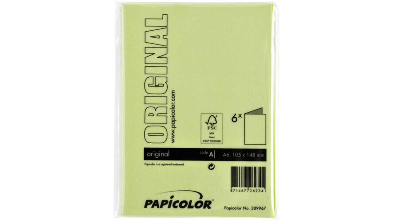 Correspondentiekaart Papicolor dubbel 105x148mm appelgroen pak à 6 stuks