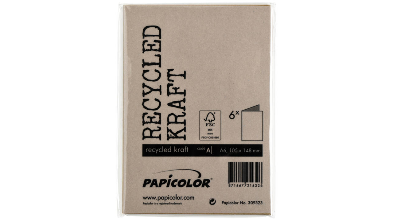 Correspondentiekaart Papicolor dubbel 105x148mm bruin pak à 6 stuks
