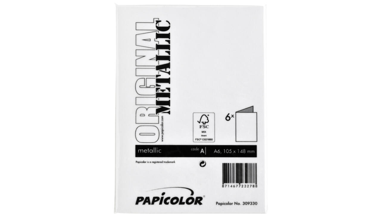 Correspondentiekaart Papicolor dubbel 105x148mm metallic parelwit pak à 6 stuks