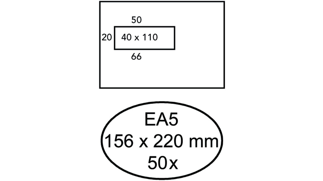 Envelop Hermes EA5 156x220mm venster 4x11links zelfkl 50stuk