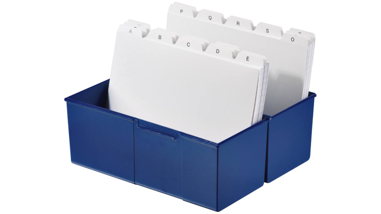 Kaartenbak Han breed A5 kunststof blauw