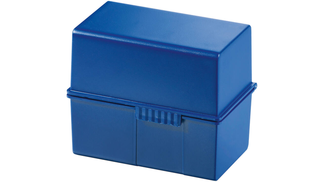 Kaartenbak Han breed A7 kunststof blauw