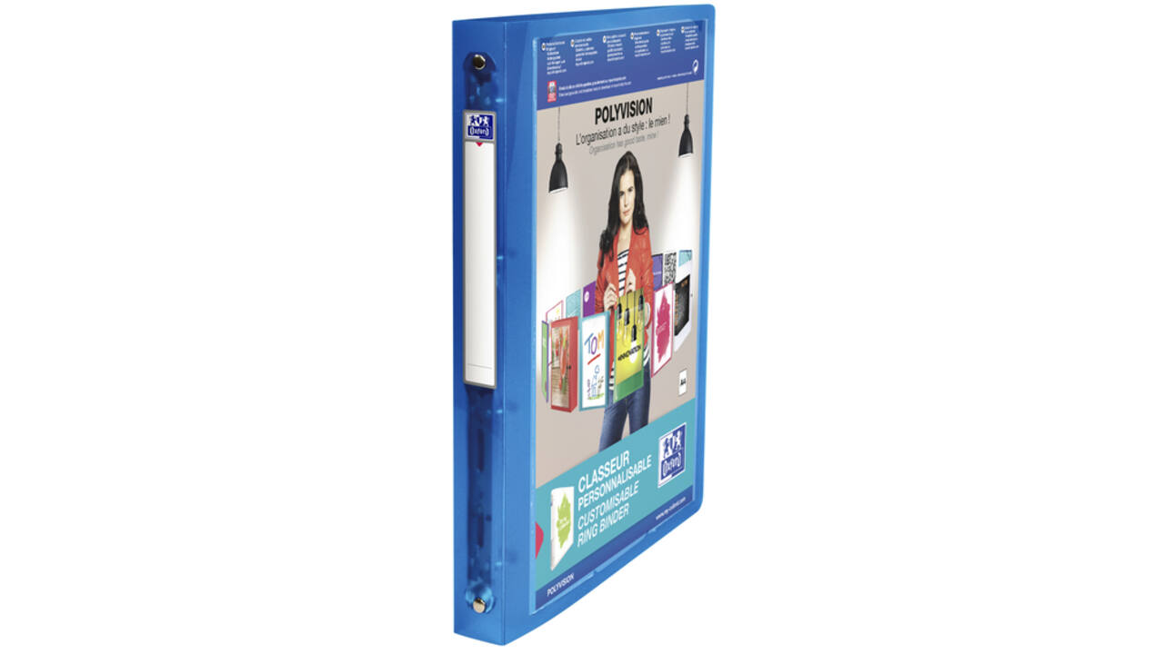 Presentatieringband Oxford Polyvision A4 4-rings O-mech 20mm blauw