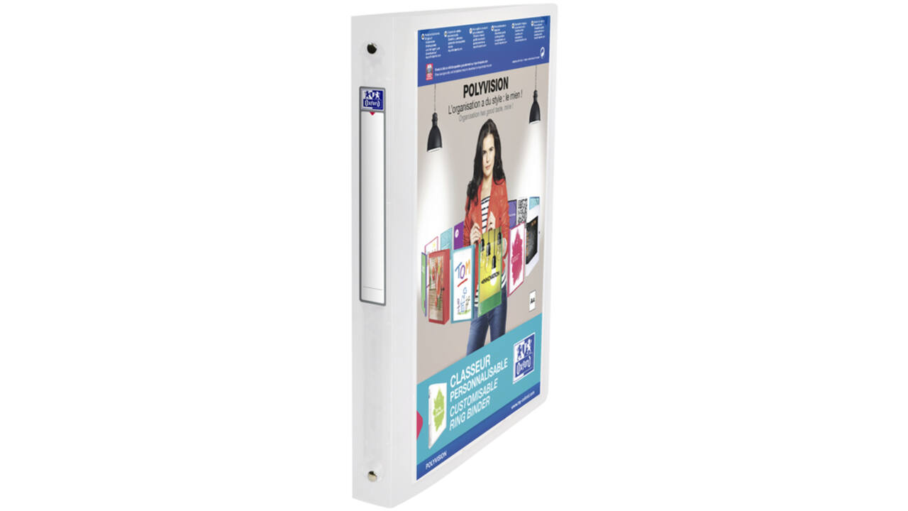 Presentatieringband Oxford Polyvision A4 4-rings O-mech 30mm rug transparant
