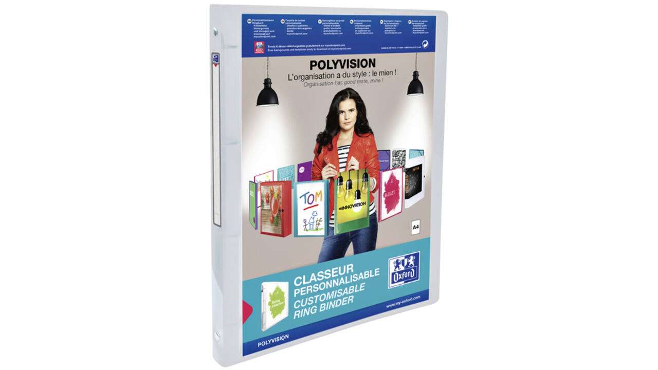 Presentatieringband Oxford Polyvision A4 4-rings O-mech 15mm transparant