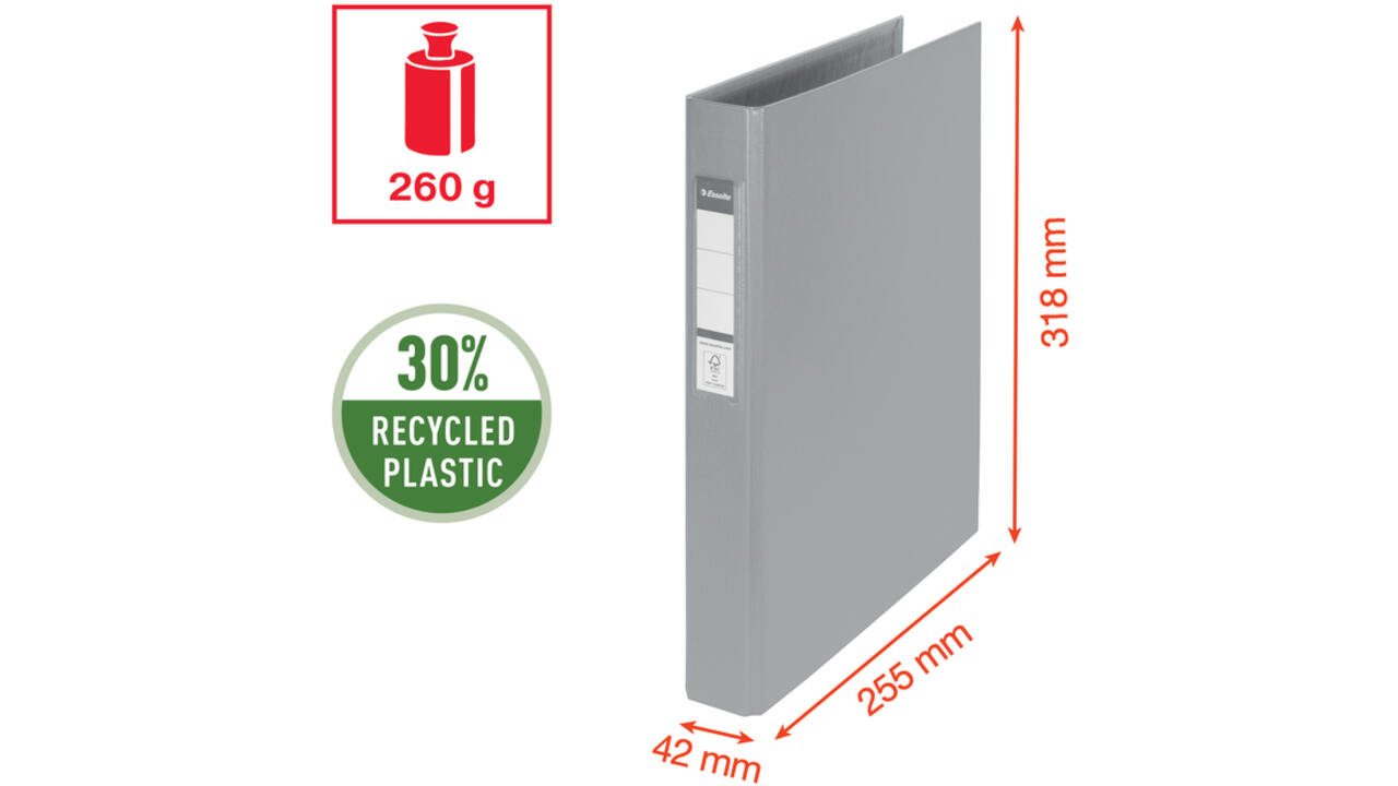 Ringband Esselte VIVIDA A4 42mm 30% gerecycled PP folie zwart