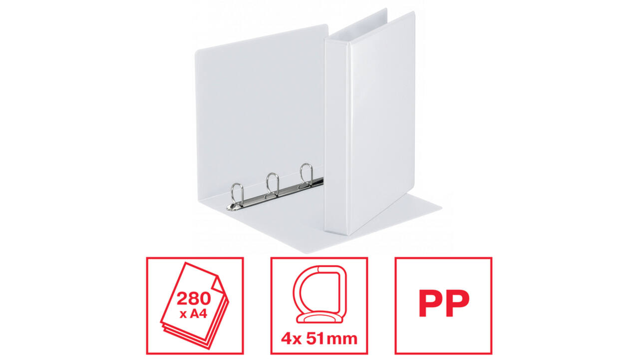 Presentatieringband Esselte Essentials panorama A4 2-rings D-mechaniek 51mm wit
