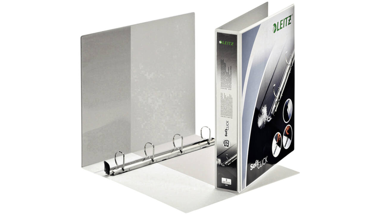 Presentatieringband Leitz premium SoftClick panorama A4 maxi 4-rings D-mechaniek 30mm wit