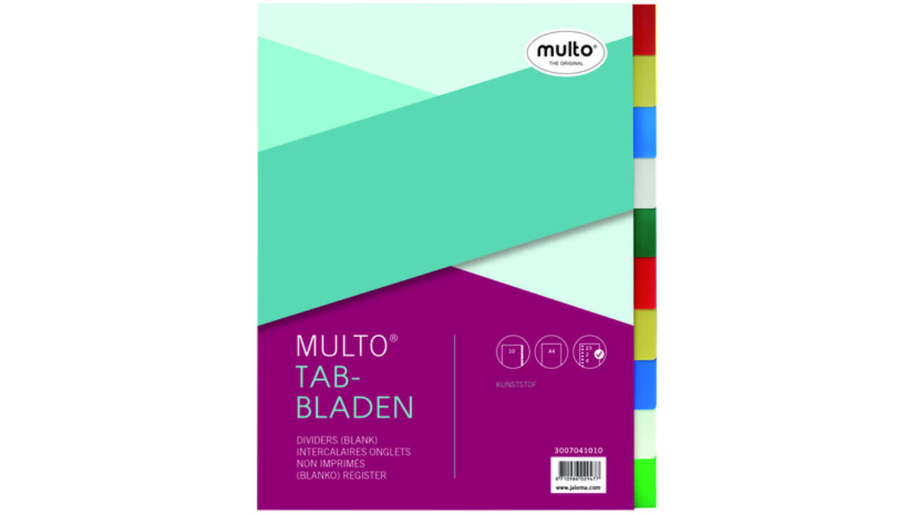 Tabbladen Multo A4 23-gaats 10-delig PP assorti