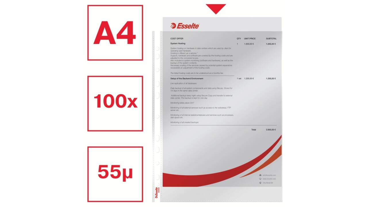 Showtas Esselte copy safe 0.06mm PP A4 glashelder 100 stuks