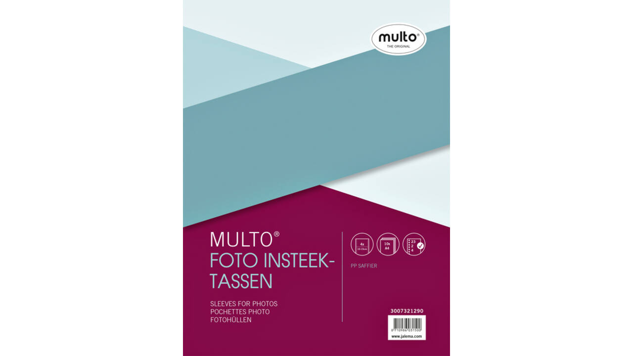 Fototas Multo A4 23-gaats 4-vaks 10X15cm PP transparant 10 stuks