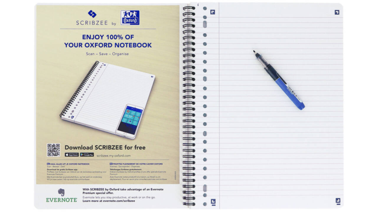 Collegeblok Oxford School A4+ lijn 23-gaats 160 pagina's 80gr zwart