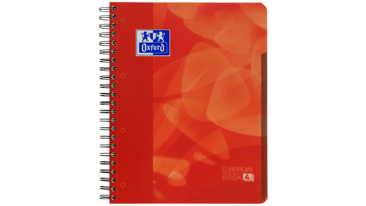 Projectboek Oxford School A4+ ruit 5x5mm 4-gaats 240 pagina's rood