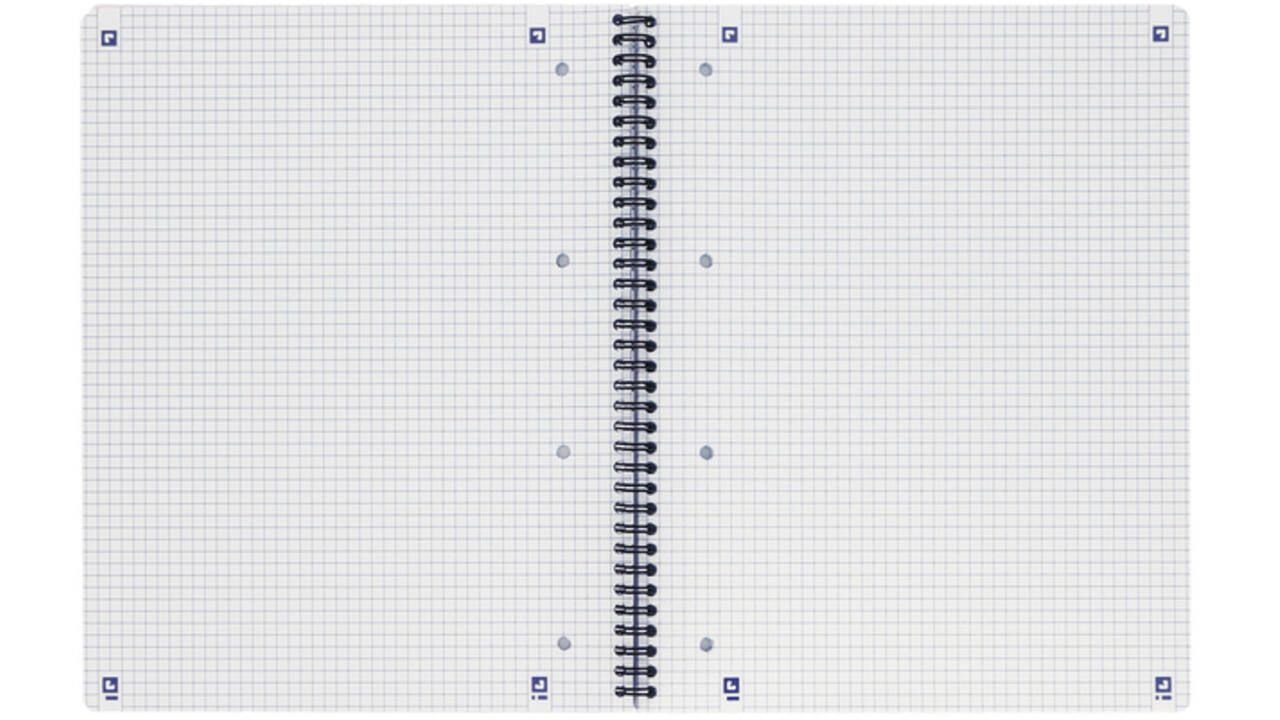 Collegeblok Oxford A4+ ruit 5x5mm 4-gaats 180 pagina's 80gr zwart