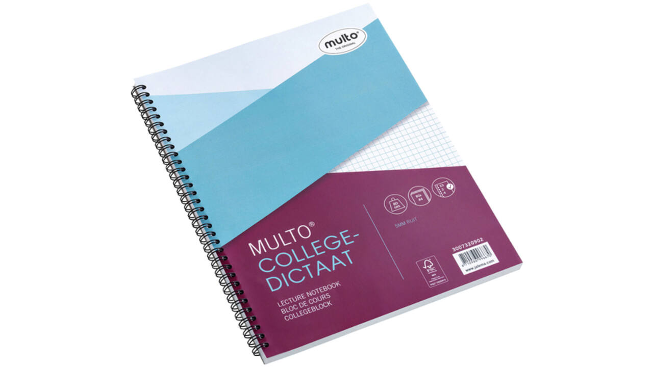 Collegedictaat Multo A4 ruit 5x5mm 23-gaats 160 pagina's 80gr wit