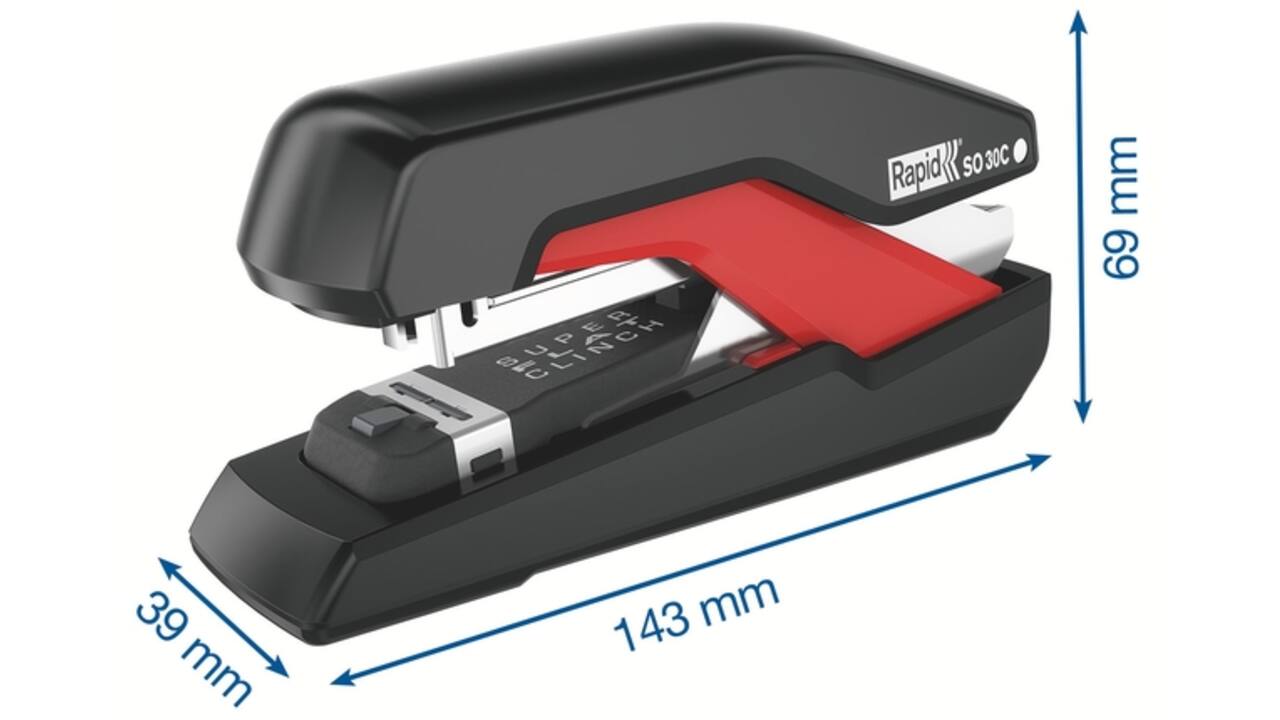 Nietmachine Rapid SO30c Halfstrip 30vel 24/6 zwart/rood