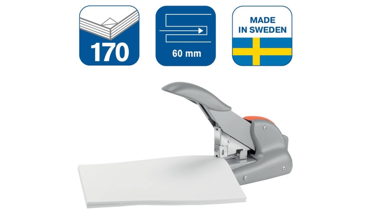 Nietmachine Rapid Supreme DUAX heavy duty 170 vel zilver/oranje