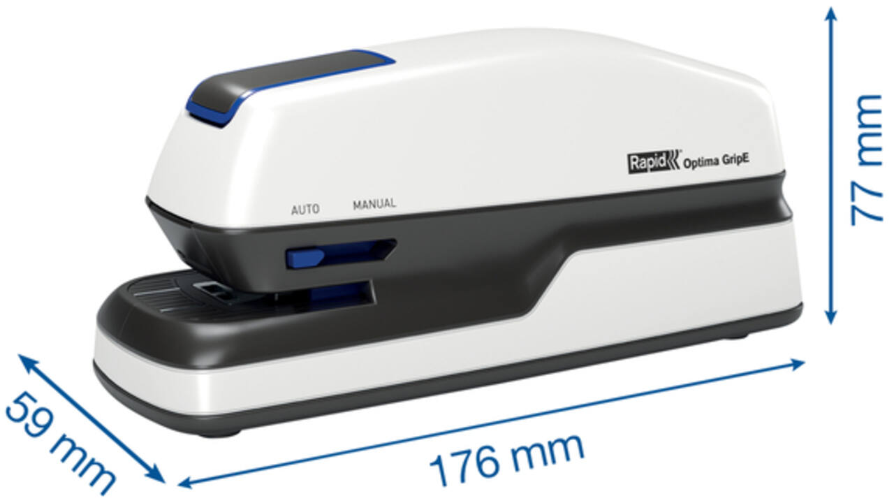 Nietmachine elektrisch Rapid Optima Grip 20vel zilver/zwart