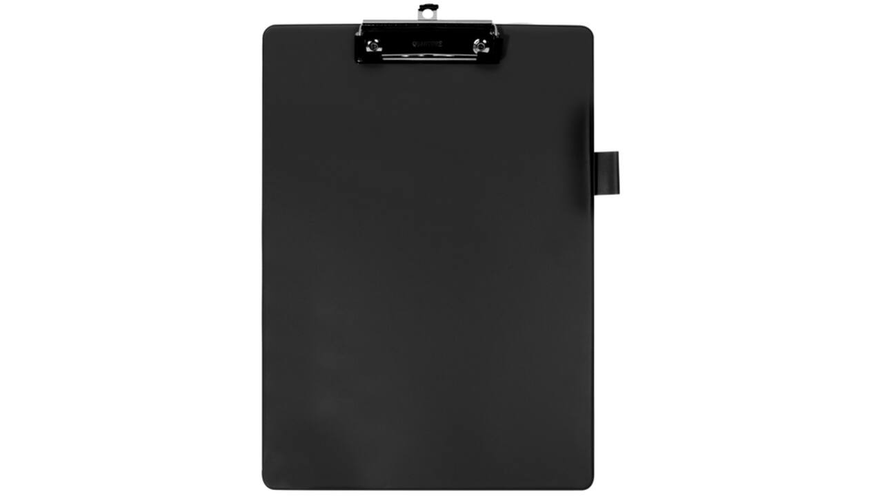Klembord Quantore A4 staand PVC zwart met 100mm klem + penlus