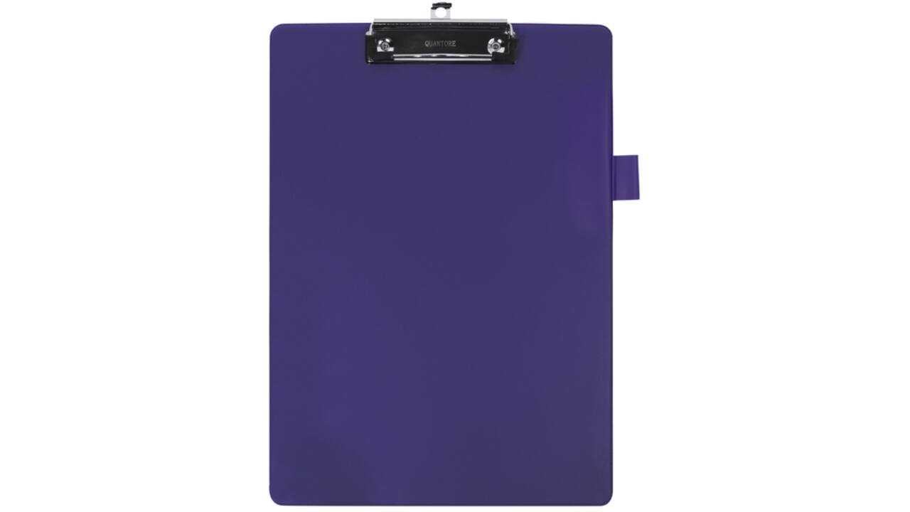 Klembord Quantore A4 staand PVC blauw met 100mm klem + penlus