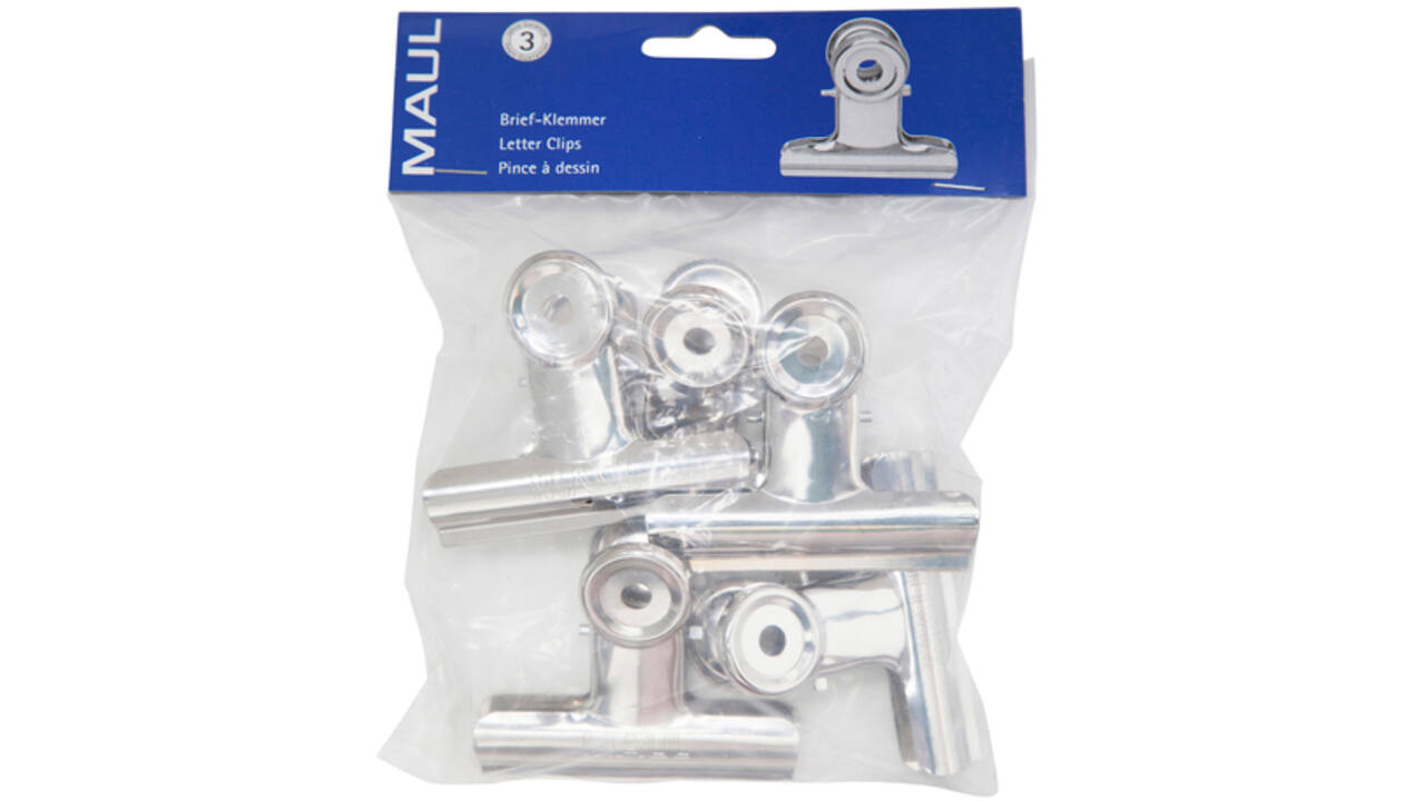 Papierklem MAUL Bulldog 70mm capaciteit 40mm zilver