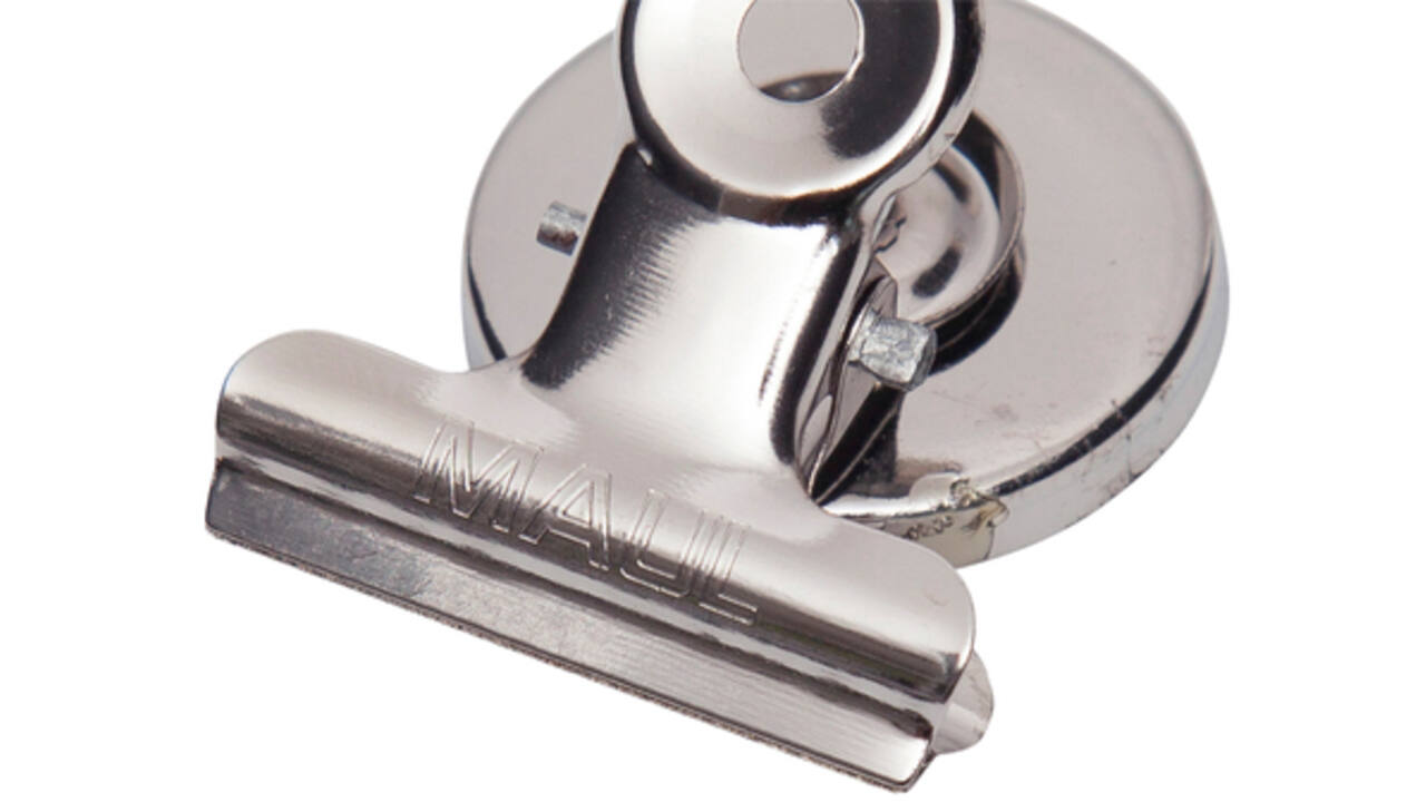 Papierklem MAUL Bulldog met magneet 30mm capaciteit 10mm zilver