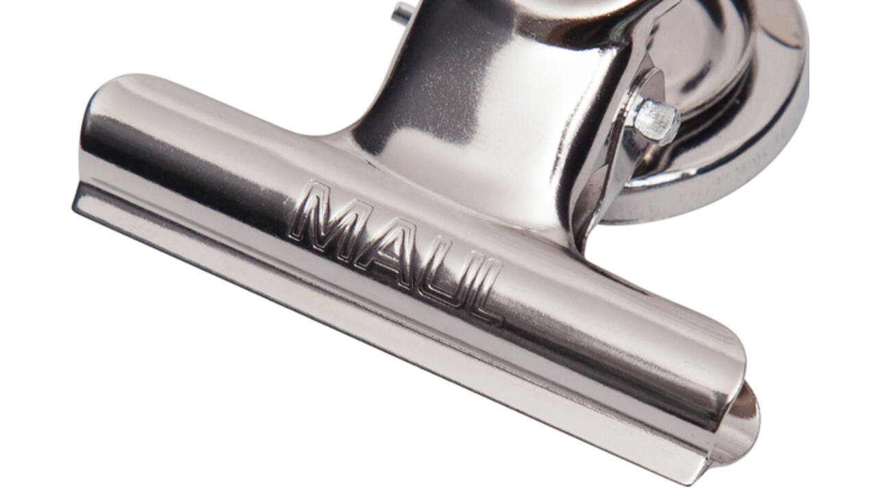 Papierklem MAUL Bulldog met magneet 52mm capaciteit 20mm zilver