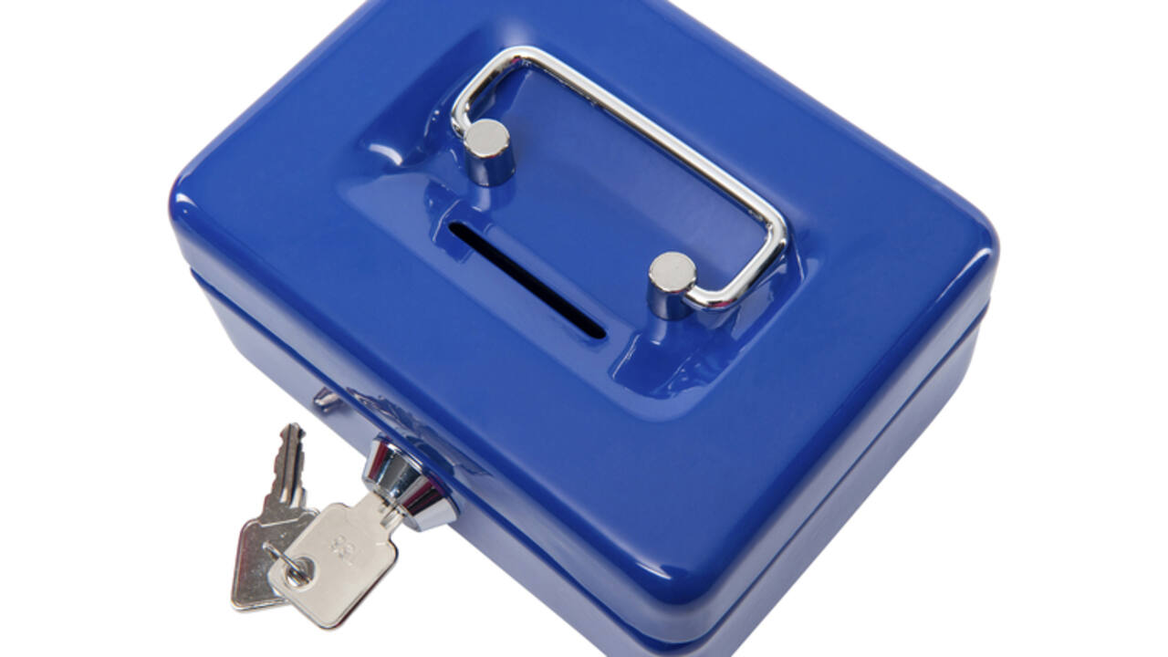 Geldkist MAUL met muntgleuf en slot 125x95x60mm blauw